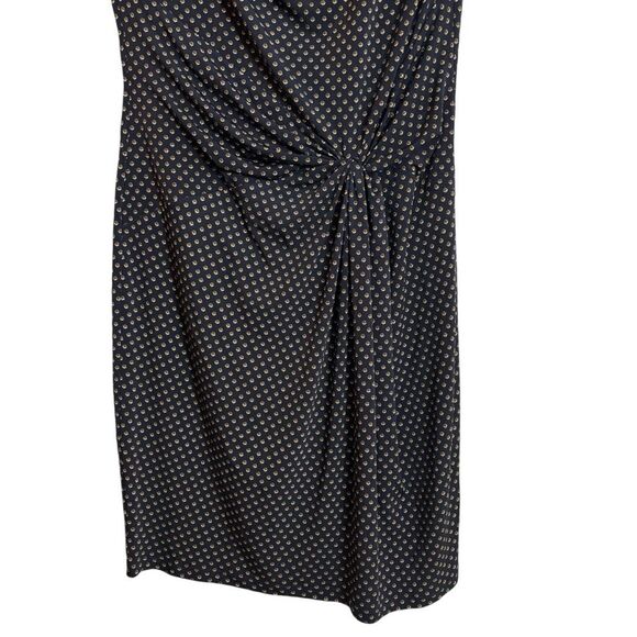 MICHAEL Michael Kors Black Geometric Print Gathered Waist Detail Career Dress - Picture 4 of 12